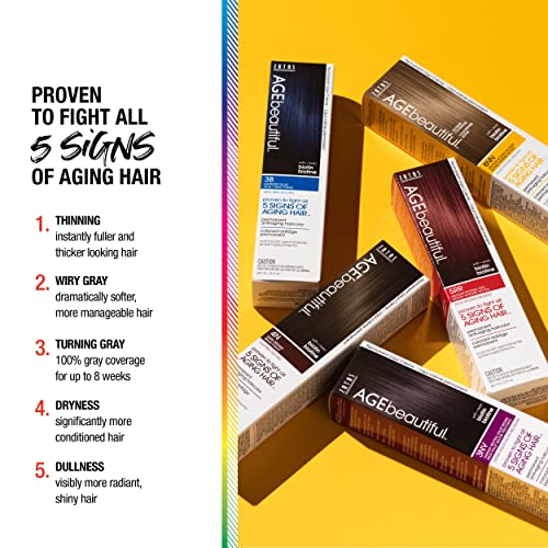 AGEbeautiful Permanent Liqui Creme Hair Color Dye | 100% Gray Coverage | Anti-Aging | Biotin for Thicker, Fuller Hair | Professional Salon Coloring | 5RR Medium Intense Red