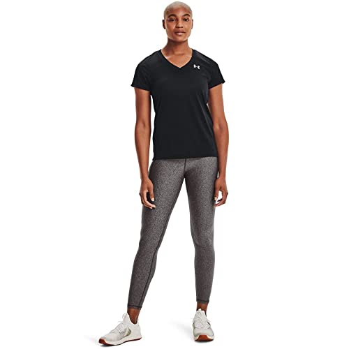 Under Armour womens Tech V-Neck Short-Sleeve T-Shirt , Black (002)/Metallic Silver , Small