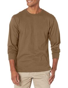 soffe men's long-sleeve cotton t-shirt, army brown, large