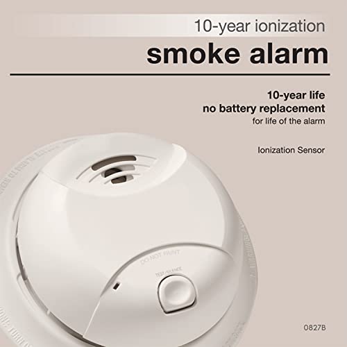 First Alert 0827B Ionization Smoke Alarm with 10-Year Sealed Tamper-Proof Battery , White