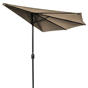 trademark innovations patio half umbrella - 9' diameter - (tan)