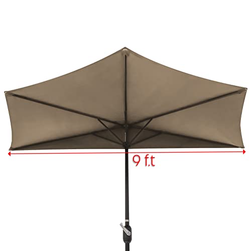 Trademark Innovations Patio Half Umbrella - 9' Diameter - (Tan)