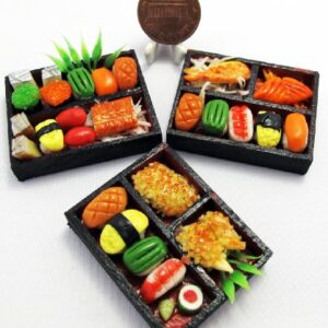ThaiHonest 3 Mix Dollhouse Miniature Sushi Bento ,Tiny Food,Dollhouse Food