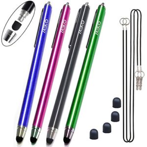 meko(tm) 4 pcs [0.22-inch rubber tip series] 5.5" l precision rubber thin-tip styli/stylus pens bundle with 4 extra replacement rubber tips and 2 elastic lanyards - (dark blue/green/hot pink/black)?-¡­