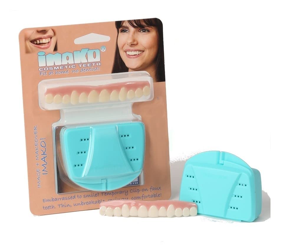 Imako Cosmetic Teeth 2 Pack. (Large, Natural) Uppers Only- Arrives Flat. Fit at Home Do it Yourself Smile Makeover!