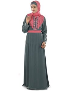 mybatua women’s muslim clothing beautiful dress ramsha abaya in grey (x-small)