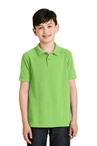port authority youth silk touch polo, lime, medium