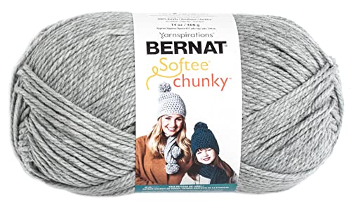 Bernat Big Ball Chunky Solid Yarn, 14oz, Super Bulky 6 Gauge, 100% Acrylic - Grey - Machine Wash & Dry