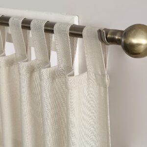 No. 918 Trevor Heathered Texture Semi-Sheer Tab Top Curtain Single Panel, 40" x 84", Ecru