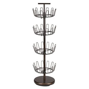 household essentials 2139-1 metal four-tier adjustable revolving shoe rack | holds up to 24 pairs of shoes | antique bronze finish
