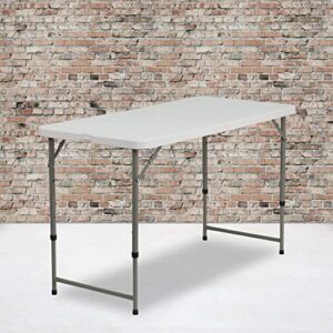 Flash Furniture 4-Foot Height Adjustable Bi-Fold Granite White Plastic Folding Table