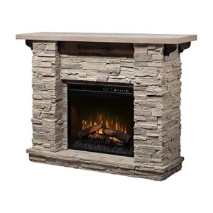 dimplex featherston electric fireplace with mantel surround package | pine with gray stone-look mantel shelf, includes 28" electric fireplace - model #gds28l8-1152lr