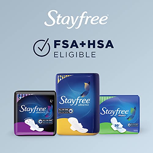 Stayfree Maxi Overnight Pads with Wings For Women, Reliable Protection and Absorbency of Feminine Periods, 28 Count