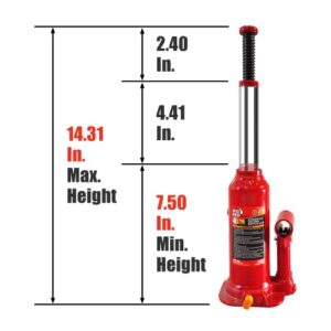 Torin T90413 Big Red Hydraulic Bottle Jack with Carrying Case, 4 Ton (8,000 lb) Capacity