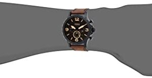 Fossil Men's Nate Quartz Stainless Steel and Leather Chronograph Watch, Color: Black, Dark Brown (Model: JR1487)