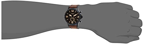 Fossil Men's Nate Quartz Stainless Steel and Leather Chronograph Watch, Color: Black, Dark Brown (Model: JR1487)