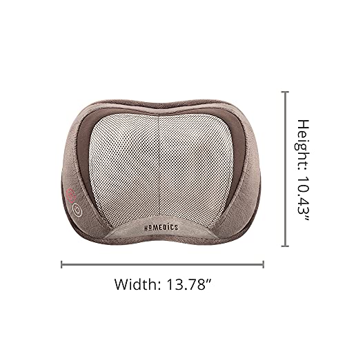 Homedics Back and Neck Massager, Portable Shiatsu All Body Massage Pillow with Heat, Targets Upper and Lower Back, Neck and Shoulders. Lightweight for Travel