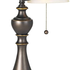 Regency Hill Haddington Traditional Piano Banker Table Lamp 16" High Antique Bronze Dark Brown Metal Alabaster Glass Shade Decor for Bedroom House Bedside Nightstand Home Office Reading