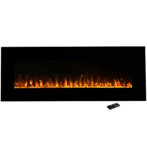 northwest electric fireplace wall mounted color changing led fire and ice flames, no heat, multiple decorative options and remote control, 54", black