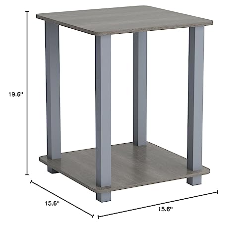 Furinno Simplistic Set of 2 End Table, French Oak Grey/Grey