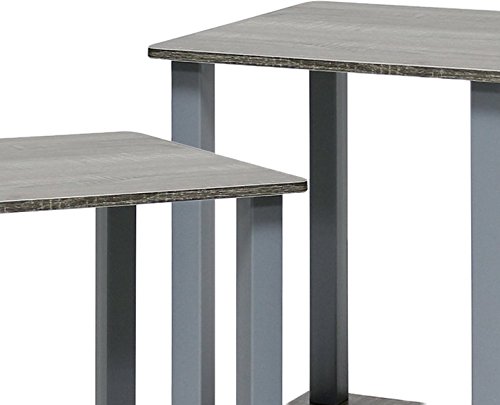 Furinno Simplistic Set of 2 End Table, French Oak Grey/Grey