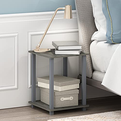 Furinno Simplistic Set of 2 End Table, French Oak Grey/Grey