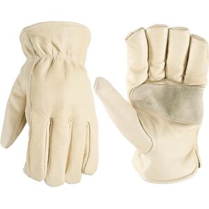 wells lamont leather work gloves with reinforced palm, diy, yardwork, construction, motorcycle, xxx-large (wells lamont 1130xxx) , tan beige