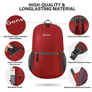 Gonex Ultra Lightweight Packable Backpack Daypack Handy Foldable Camping Outdoor Travel Cycling Backpacking(Red)