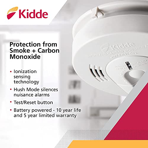 Kidde Smoke & Carbon Monoxide Detector with Voice Alerts, Battery Powered, Combination Smoke & CO Alarm