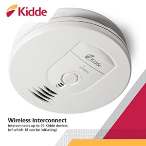 Kidde Wireless Smoke Detector, AA Battery Operated (Included), Ionization Sensor Wire-Free Interconnect Smoke Alarm