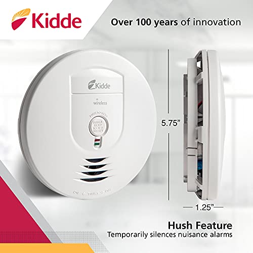 Kidde Wireless Smoke Detector, AA Battery Operated (Included), Ionization Sensor Wire-Free Interconnect Smoke Alarm