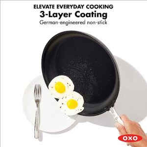 OXO Good Grips Pro 8" Frying Pan Skillet, 3-Layered German Engineered Nonstick Coating, Dishwasher Safe, Oven Safe, Stainless Steel Handle, Black