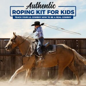 Colorado Saddlery The Junior Roping Kit | Complete Kids Rodeo Set | Practice Dummy Steer Head, Rope, Gloves, Stakes | Durable Training Rope | Beyond Toys