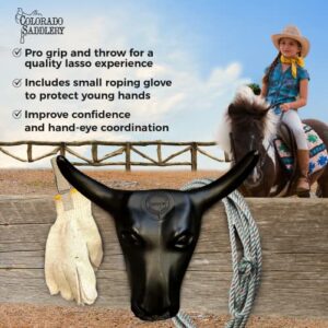 Colorado Saddlery The Junior Roping Kit | Complete Kids Rodeo Set | Practice Dummy Steer Head, Rope, Gloves, Stakes | Durable Training Rope | Beyond Toys
