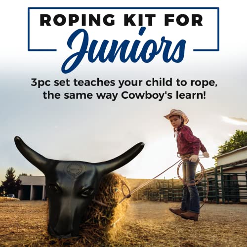 Colorado Saddlery The Junior Roping Kit | Complete Kids Rodeo Set | Practice Dummy Steer Head, Rope, Gloves, Stakes | Durable Training Rope | Beyond Toys