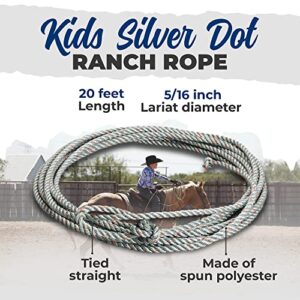 Colorado Saddlery Kid’s Silver Dot Rope Authentic Tough Durable Cowboy Rope Made Smaller for Youth Hands Great Practice Lasso Rope Kids Rope for Roping Dummy