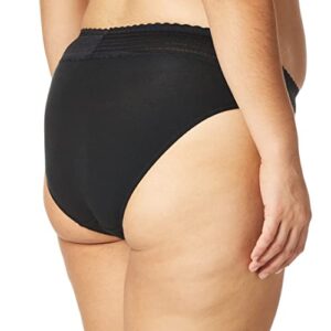 Warner's Women's No Pinching No Problems Dig-Free Comfort Waist with Lace Cotton Hi-Cut RT2091P, Rich Black, X-Large