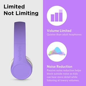 LilGadgets Connect+ Kids Headphones Wired with Microphone, Volume Limiting for Safe Listening, Adjustable Headband, Cushioned Earpads for Comfort, Headphones for Kids for School, Purple