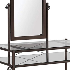 Linon Dark Metal Set Table with Upholstered Stool Clarisse Vanity, 52.4" x 31.8" x 18.3"