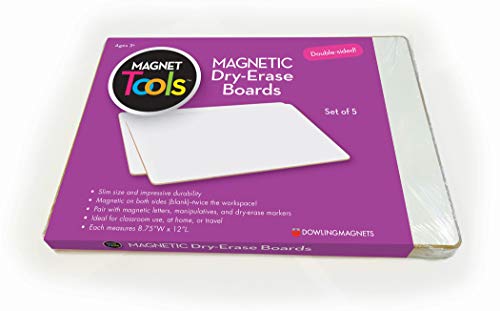 Dowling Magnets Magnetic Dry-Erase Boards – Double-Sided Blank – 12" Long x 8.75" Wide – Pack of 5.