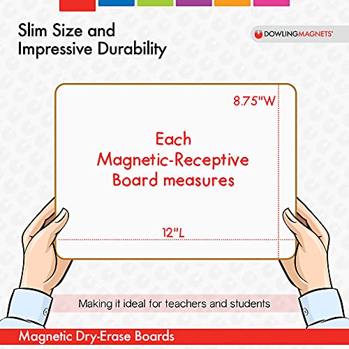 Dowling Magnets Magnetic Dry-Erase Boards – Double-Sided Blank – 12" Long x 8.75" Wide – Pack of 5.