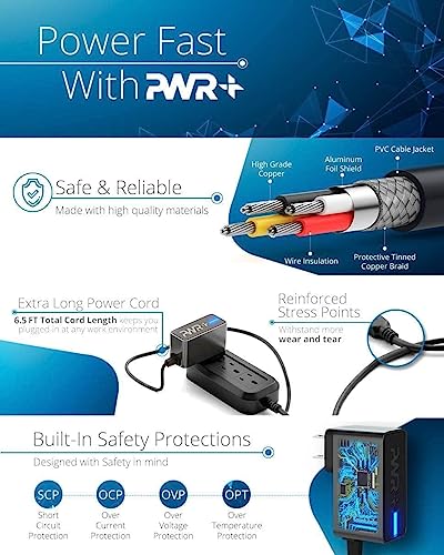 Pwr Charger for Bose SoundLink Color Mini 2 II Revolve Micro Plus Flex: UL Listed Extra Long Power Cord Adapter 627840 725192 Soundwear Speaker QuietComfort 35 Headphones AE2W Replacement