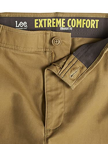 Lee Men's Extreme Motion Flat Front Regular Straight Pant Original Khaki 36W x 30L