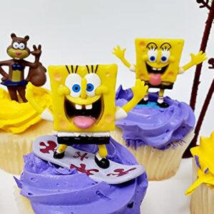 Spongebob Squarepants 11 Piece Birthday Cupcake Topper Set Featuring 2" to 3" Cupcake Toppers of Squidward, Sandy Cheeks, Patrick Star, Mr. Krabs, Plankton, Gary and More