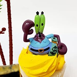 Spongebob Squarepants 11 Piece Birthday Cupcake Topper Set Featuring 2" to 3" Cupcake Toppers of Squidward, Sandy Cheeks, Patrick Star, Mr. Krabs, Plankton, Gary and More