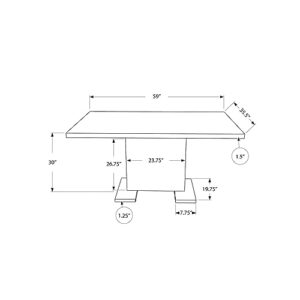 Monarch Specialties High Glossy White Dining Table, 35 x 60-Inch