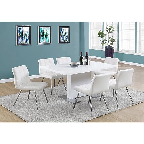 Monarch Specialties High Glossy White Dining Table, 35 x 60-Inch