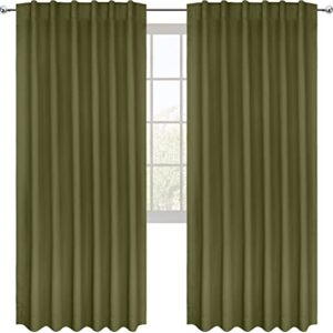 utopia bedding curtain for bedroom - rod pocket blackout curtains 84 inch length 2 panels set - thermal curtains & drapes for living room, bedroom, 52w x 84l inches, olive