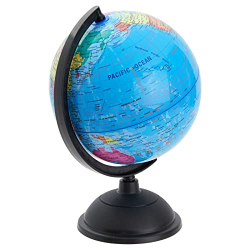 Rotating World Globe with Stand for Kids Learning, Spinning Earth Globe for Classroom Geography Education (8 In)