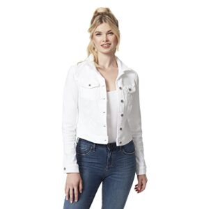 jessica simpson womens superloved pixie crop jean jacket, white/white, medium us